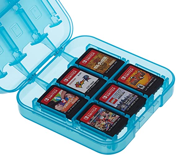 AmazonBasics Game Storage Case for 24 Nintendo Switch Games - 3.4 x 3.4 x 1 Inches, Blue