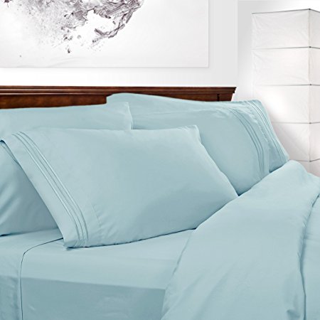 Luxurious Soft 100% Egyptian Comfort Sheet 4pc Set King Blue 1800 Series with Deep Pocket Sheet for Mattresses