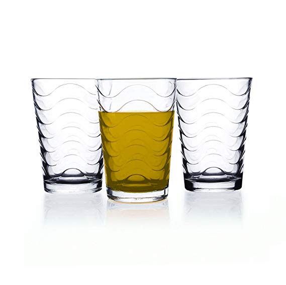 Palais Glassware 'Vague' Collection, Wave Juice Glasses - Set of 6 (Set of 6-7 Oz Juice Glasses)