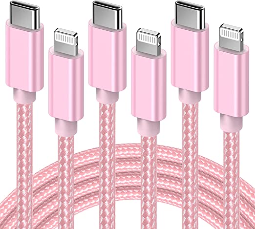 Marchpower USB C to Lightning Cable MFi Certified iPhone 14 Fast Type C Charger Cord 3Pack 6ft Charging Cable Compatible with iPhone 14 13 12 Pro Max Mini 11 X XS XR 8 Plus -Pink