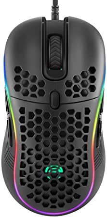 MARVO M518 USB Wired Gaming Mouse,Lightweight Honeycomb Shell w/Multicolored Backlit,Ultralight Weave Cable (M518)