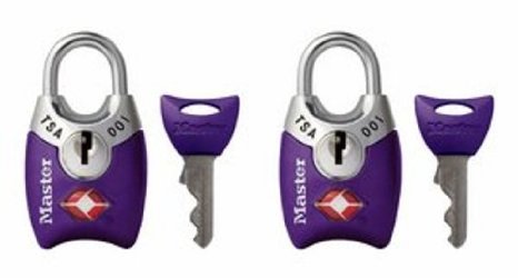 Master Lock 4689TPRP TSA Accepted Luggage Locks with Keys, Purple, 2-Pack