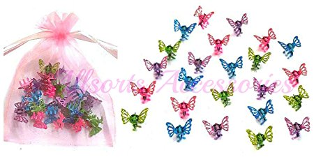 Allsorts® 24 Mini Glitter Butterfly Hair Clamps Girls Hair Accessory Hair Grips Clips