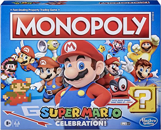 MONOPOLY Super Mario Celebration Edition Board Game for Super Mario Fans for Ages 8 and Up, with Video Game Sound Effects