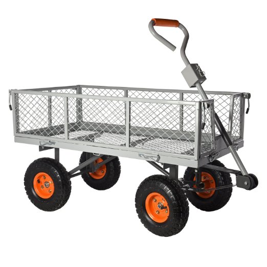 Ivation Garden Cart - Steel Mesh Convertible Flatbed Utility Wagon 400 Lb. Load Capacity - Measures 34" x 18" x 21 ¾" - Removable Sides NON SMELL Wheels