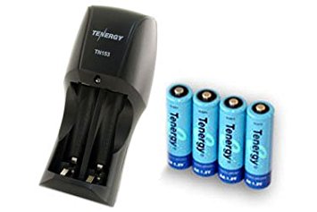 Combo: TN153 2-Bay Standard Battery Charger   4 AA 2600mAh NiMH Rechargeable Batteries