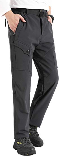 Singbring Men Women Outdoor Fleece Lined Windproof Hiking Pants Waterproof Ski Pants