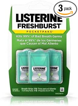 Listerine Pocketpaks Fresh Burst Breath Strips - 3 Pack of 24 strips (total 72 strips) by N/A