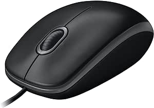 Logitech M100 Wired USB Mouse 3 Buttons 1000 DPI Optical Tracking, For left and right handed users, Compatible with PC, Mac, Laptop - Black