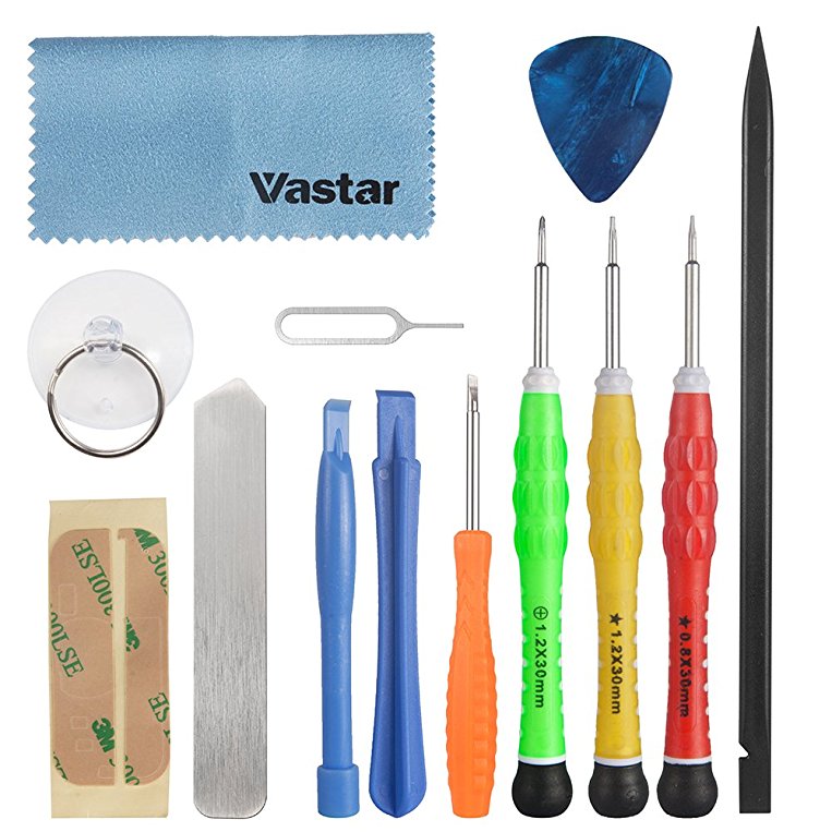 Vastar 13 pcs Most Complete Premium Repair Tool Kit for Apple iPhone 4 / 4S / 5 / 5C / 5S / 6 / 6 Plus (GSM/CDMA) / 6S / iPad 4 / 3 /2 / Mini, iPods and more