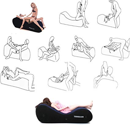 Inflatable Position Sofa Sex Bed Sofa - with Pump Handcuffs & Leg Cuffs Yoga Chaise Lounge Relax Chair Chaise Lounge Air Sofa Portable Inflatable Sex Furniture Lounger for Couples Sex Position BDSM Bed