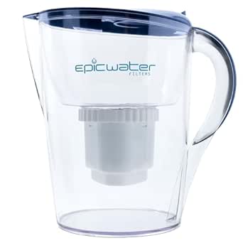 Epic Water Filters PFAS Filter Pitcher for Drinking Water, 10 Cup 150 Gallon Filter, Tritan BPA Free, Removes PFAS, PFOA, PFOS (Navy)