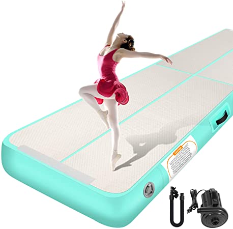 Gymnastics Air Mat, Sailnovo Inflatable Air Tumbling Mat 10ft 13ft 16ft 20ft, 4in 8in Thickness Training Tracks with Electric Pump for Cheerleading Training Yoga Outdoor Home Use