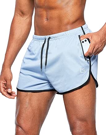 G Gradual Men's Running Shorts 3 Inch Quick Dry Gym Athletic Jogging Shorts with Zipper Pockets