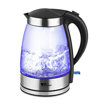 Amzdeal Glass Kettle Fast Boil Electric Cordless Kettle - 1.8L, Blue LED Illumination - 1800W