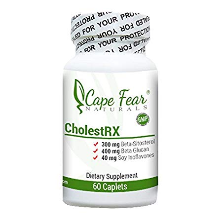 Cape Fear Naturals CholestRX, 60caplets, 2 caplets Contain 300mg beta-sitosterol, 400mg of beta glucan and 40mg of Soy isoflavones