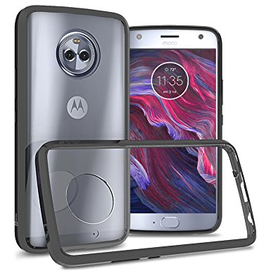 Moto X4 Case, CoverON ClearGuard Series Hard Slim Fit Phone Cover with Clear Back and Flexible TPU Bumpers for Motorola Moto X4 (Moto X 4th Gen 2017) - Black / Clear