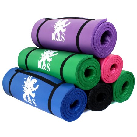 H&S® 15mm & 10mm Thick Yoga Exercise Fitness Gym Mat Pilates Camping Non Slip Bag