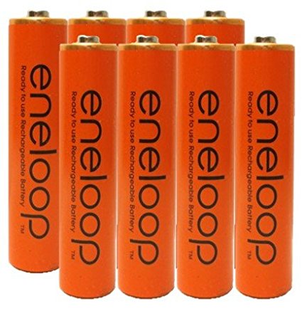 Eneloop AAA 4th Generation NiMH Pre-Charged Rechargeable 2100 Cycles 8 Battery & Holder "Orange Color" Pack of 8