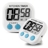 2 Pack Kootek Digital Kitchen Timer Cooking Timers Clock with Alarm Magnetic Back and Retractable Stand Minute Second Count Up Countdown Large LCD Display Batteries Included