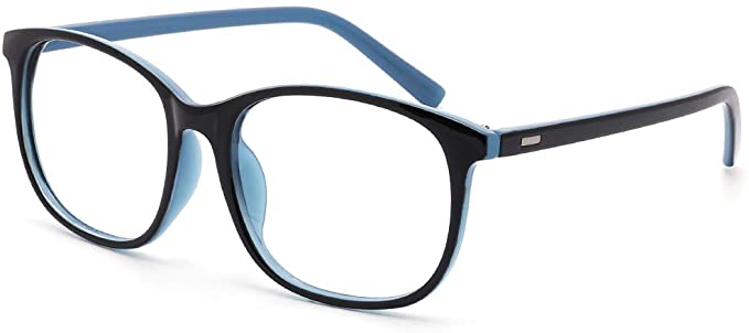 Cyxus Blue Light Blocking Glasses Square Computer Eyewear Clear Lens Eyeglasses Frame (Leopard #2) (8121T54&Blue Black)