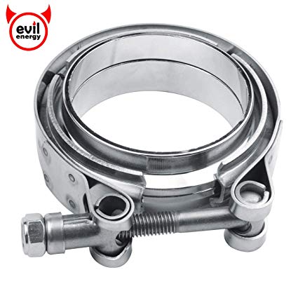 EVIL ENERGY 3 Inch Stainless Steel Exhaust V Band Clamp Mild Steel Flat Flange Assembly