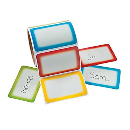 Immuson 200 Plain Name Tag Labels Colorful Border Name Tag Stickers School Office Party Stickers