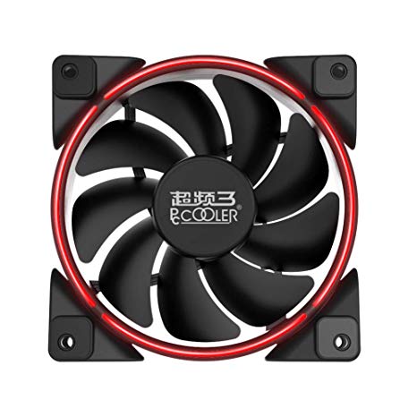 Pccooler 120mm Fan Moonlight Series, PC-3M120 RGB LED Computer Case Fan - PWM PC Cooling Fan - Dual Light Loop Quiet Fan/Multiple Light Modes with Controller for PC Cases, CPU Coolers (Red)
