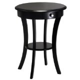 Winsome Wood Round Table with Drawer and Shelf Black