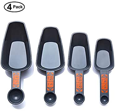 4 Pcs Measuring Spoons Set, Dual Sided, Sturdy Plastic, Fits in Spice Jars for Measuring Dry and Liquid Ingredients