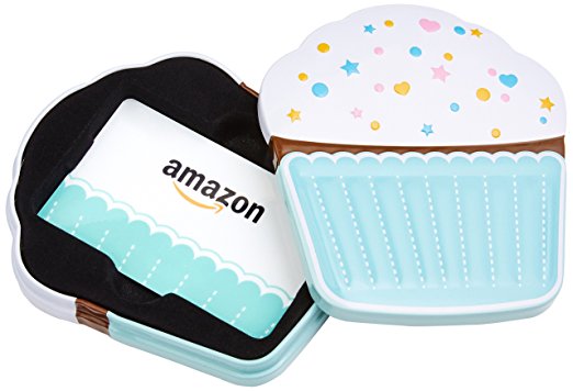 Amazon.com Gift Card in a Birthday Cupcake Tin (Birthday Cupcake Card Design)