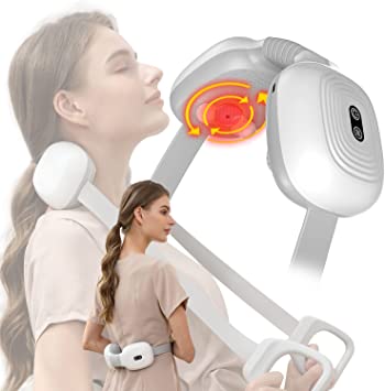 BLEOTY Neck Massager with Red Light Therаpy, 180° Width Adjustment Shiatsu Neck and Back Massager, Portable Neck and Shoulder Massager, Neck Massager for Deep Tissue Pain Relief,Gifts for Mom