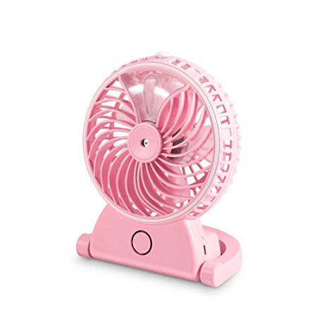 Merope Handheld USB Mini Misting Fan with Personal Cooling Humidifier (Pink)