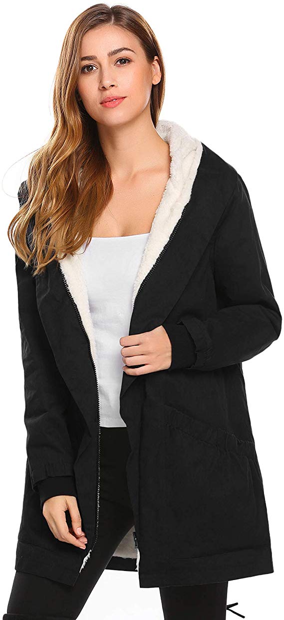 Misakia Women's Winter Warm Coat Hooded Parkas Overcoat Fleece Outwear Jacket with Drawstring