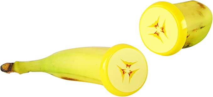 HOME-X Fresh Banana Cover, Reusable Produce Keeper, Banana End Caps, Set of 2-2” D x 1” H, Yellow