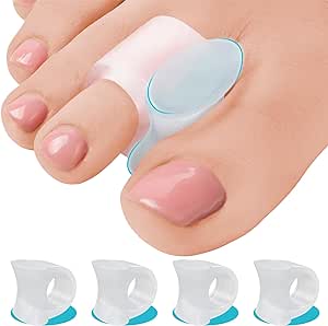 5 STARS UNITED Toe Spacers for Men and Women – 4 Gel Toe Separators for Curled and Overlapping Toes, Bunions, Hammer Toe Straightener, Big and Second Toe Spreader - Clear