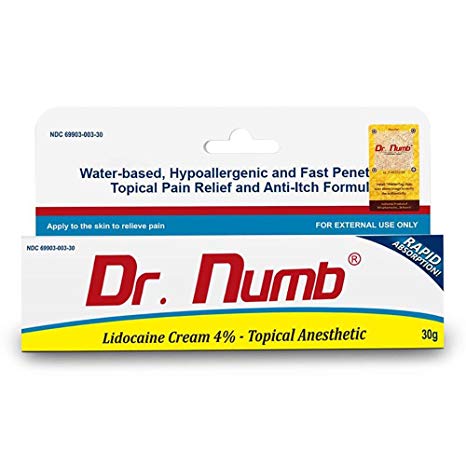 Dr. Numb Lidocaine Cream 4% Topical Anesthetic, 30 Gram