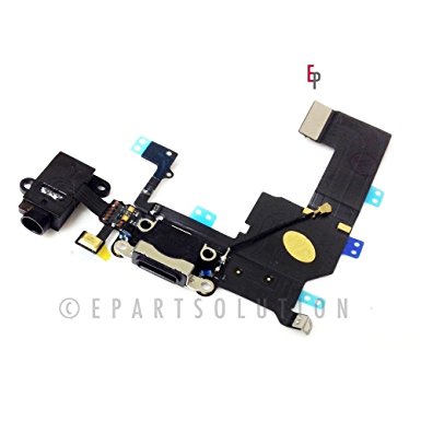 ePartSolution- iPhone 5C Black Charger Port Dock Connector Flex Cable With Head Phone Audio Jack USB Port Charging port USA Seller