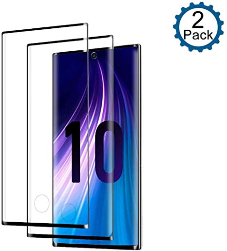 [2Pack] Samsung Galaxy Note 10 Screen Protector, Tempered Glass 3D Curved Edg Coverage, Anti-Scratch, Bubble Free and Case Friendly, Tempered Glass Compatible with in-Display Fingerprint Sensor
