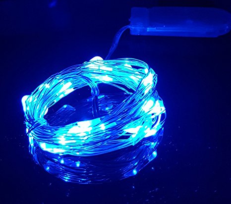 Zzmart String Lights, 14ft 40 LEDs Flexible Copper Wire LED String Lights CR2032 Battery Powered, Holiday Home Decorative LED Lights (1, Blue)