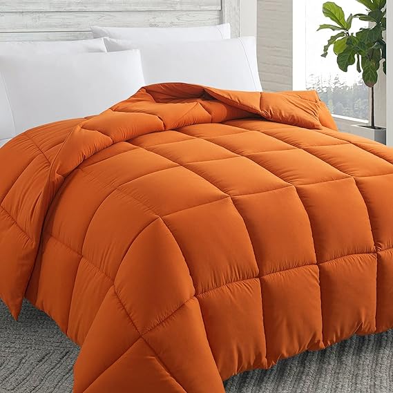 Cosybay Down Alternative Comforter (Burnt Orange, Twin) - All Season Soft Quilted Twin Size Bed Comforter - Duvet Insert with Corner Tabs - Winter Summer Warm Fluffy, 64x88 inches