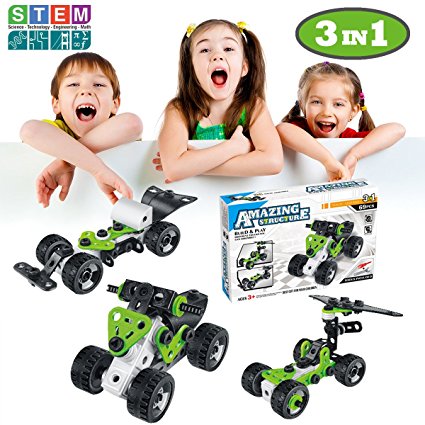Take Apart Fun,DeVan 69pcs 3-in-1 Model Building Blocks Set ,STEM Educational Construction Engineering Toy for 3, 4 and 5 Year Old Boys & Girls. Great Creative Fun Toy Gift for Kids.