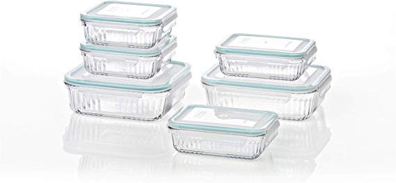 Glasslock Retro Oven and Microwave Safe Glass Food Storage Container 12 Pieces