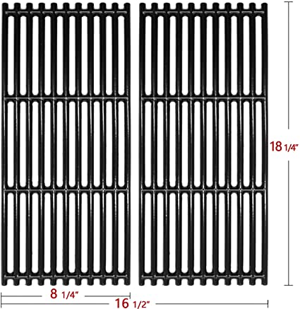 Hongso 18 1/4" Porcelain Coated Cast Iron Cooking Grates for Charbroil 463241013, 463241014, 466241013, 463243812, 466241014, 463270612, G526-0007-W1, Tru-Infrared 2 Burner Grills, PCB007