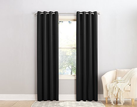 Sun Zero Barrow Energy Efficient Grommet Curtain Panel, 54" x 84", Black