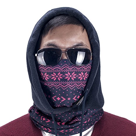 Weanas® 4 in 1 Face Cover Hood Mask Balaclava Hat, Hood Veil Thermal Warm Wind Proof, Neck Warmers Face Mask and Fleece Hat, for Snowboard, Swat, Ski, Motorcycle, Winter Sports