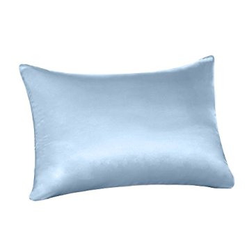 Tim & Tina 100% Pure Mulberry Luxury Silk Satin Pillowcase,Good for Skin and Hair (Queen, Light blue)