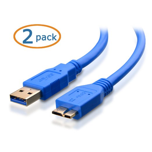 Cable Matters 2 Pack, SuperSpeed USB 3.0 Type A to Micro-B Cable in Blue 3 Feet