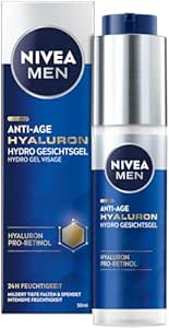 NIVEA MEN Anti-Age Hyaluron Hydro Gesichtsgel, erfrischende Gesichtspflege mit Hyaluron und Pro-Retinol, schnell einziehendes Gel für 24h intensive Feuchtigkeit und sichtbare Faltenmilderung (50 ml)