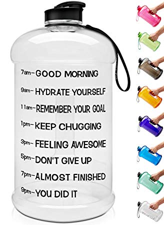 Venture Pal Large 128oz/74oz Leakproof BPA Free Fitness Sports Water Bottle with Motivational Time Marker to Ensure You Drink Enough Water Throughout The Day